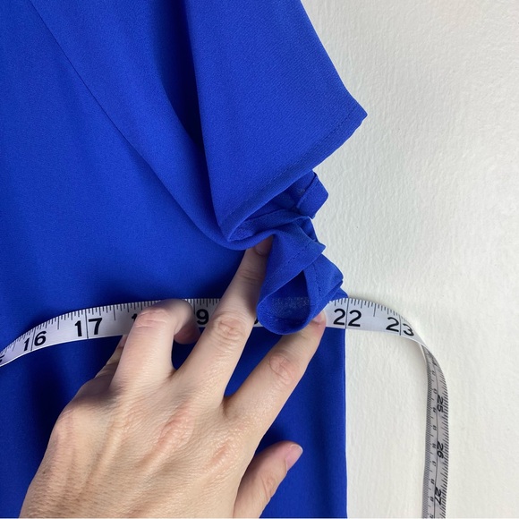 Pleione Flutter Sleeve Bow Tie Front Blouse Size XL Cobalt Blue - Picture 12 of 13
